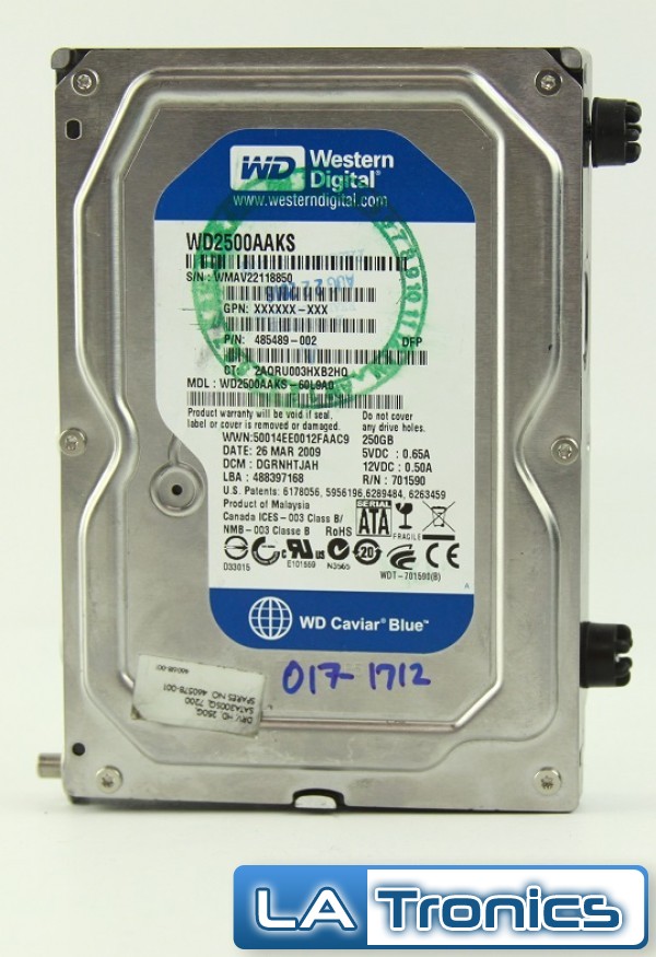 Western Digital 250GB SATA Destop HDD Hard Drive WD2500AAKS 485489-002 Tested