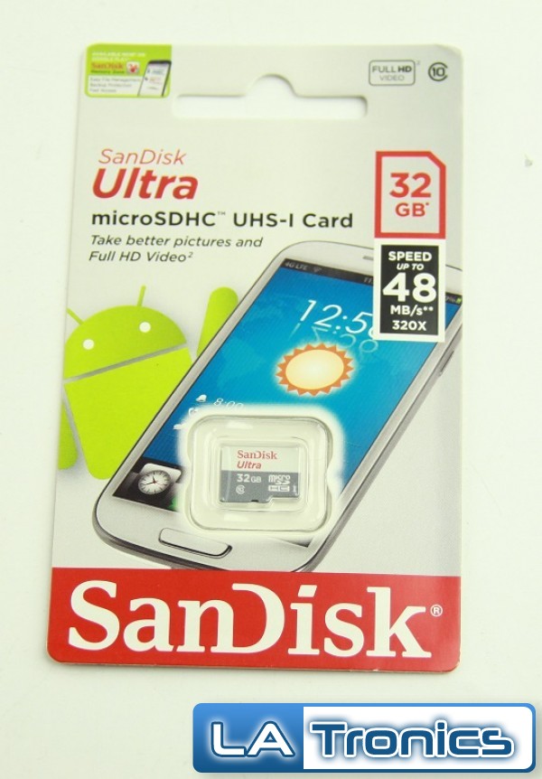 New SanDisk 32GB Ultra MicroSDHC UHS-I 48MB/S Micro SD Memory Card SDSQUNB-032G
