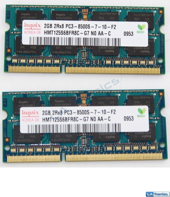 Hynix 4 GB 2x 2GB RAM Memory SO-DIMM 1066 MHz PC3-8500 DDR3 HMT125S6BFR8C-G7
