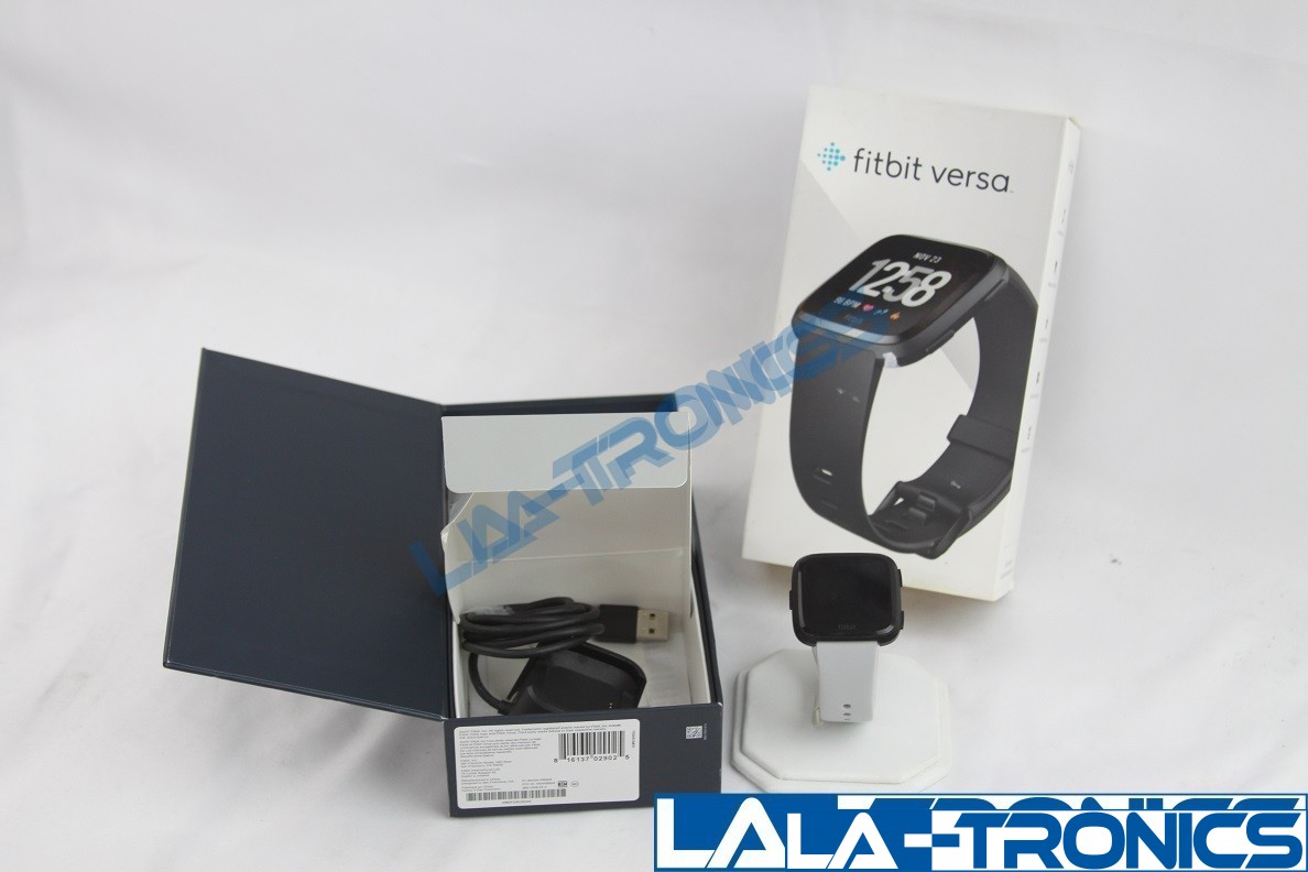 Fitbit Versa Smart Watch Fitness Activities Tracker Black White Bands FB504GMBK