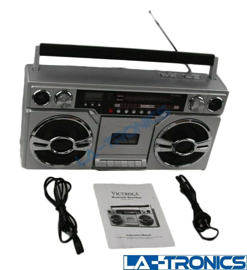 Innovative Technology VBB-10-SLV Victrola 1980's Bluetooth Boombox With Cassette
