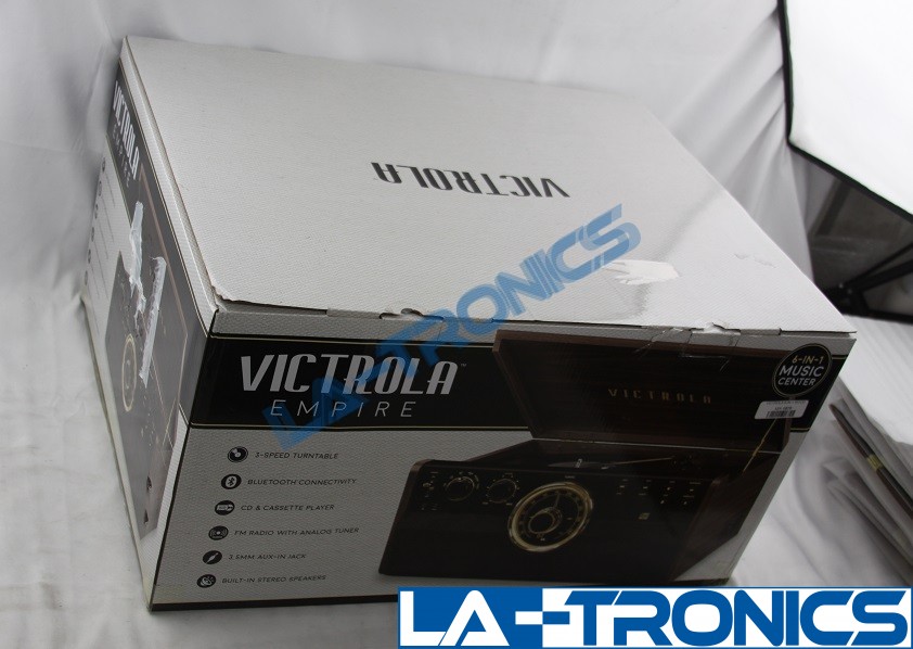Victrola Empire 6-in-1 Wood Turntable Bluetooth CD Cassette Player VTA-270B-ESP