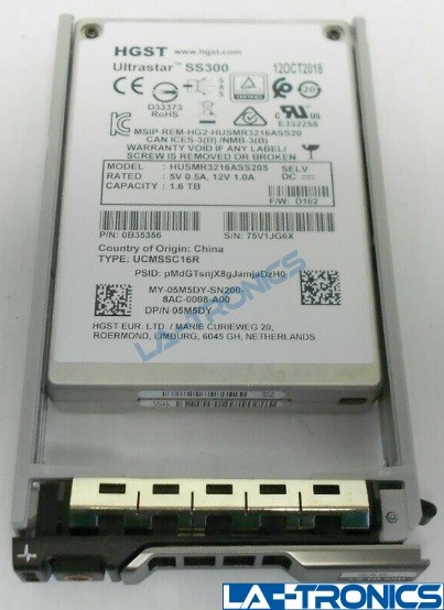 HGST 1.6TB SSD SAS 2.5 12Gbps Server Hard Drive HUSMR3216ASS205 12G 5M5DY