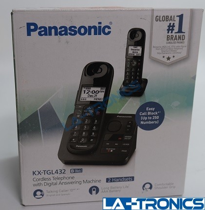 Panasonic KX-TGL432B 2 Handset Cordless Phone Digital Answering