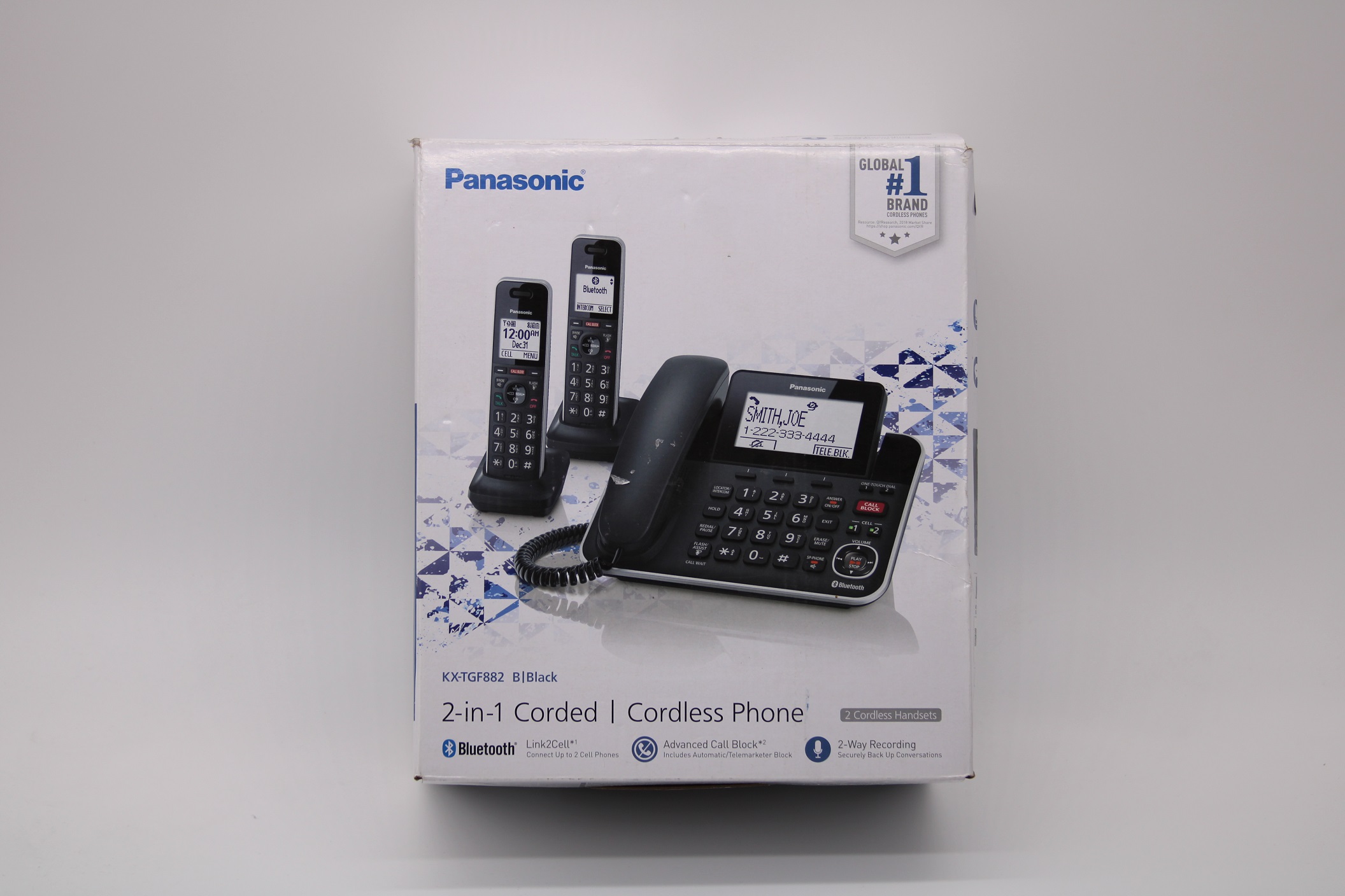 PANASONIC Corded/Cordless Phone Set KX-TGF882B 1 Corded / 2 Cordless