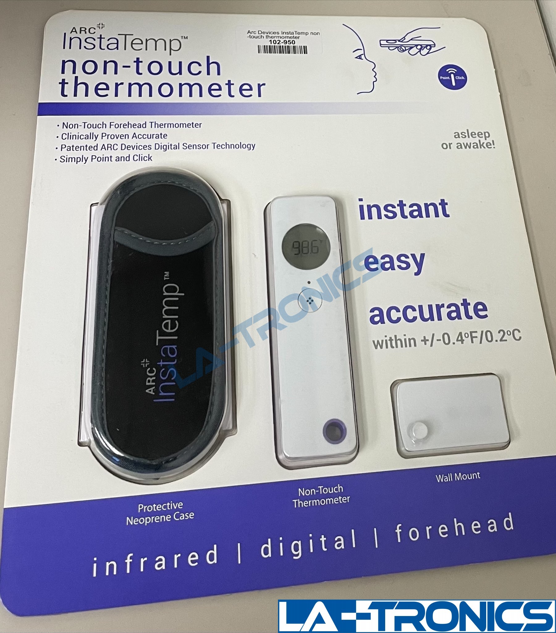ARC InstaTemp NON-TOUCH THERMOMETER WITH CASE AND WALL MOUNT