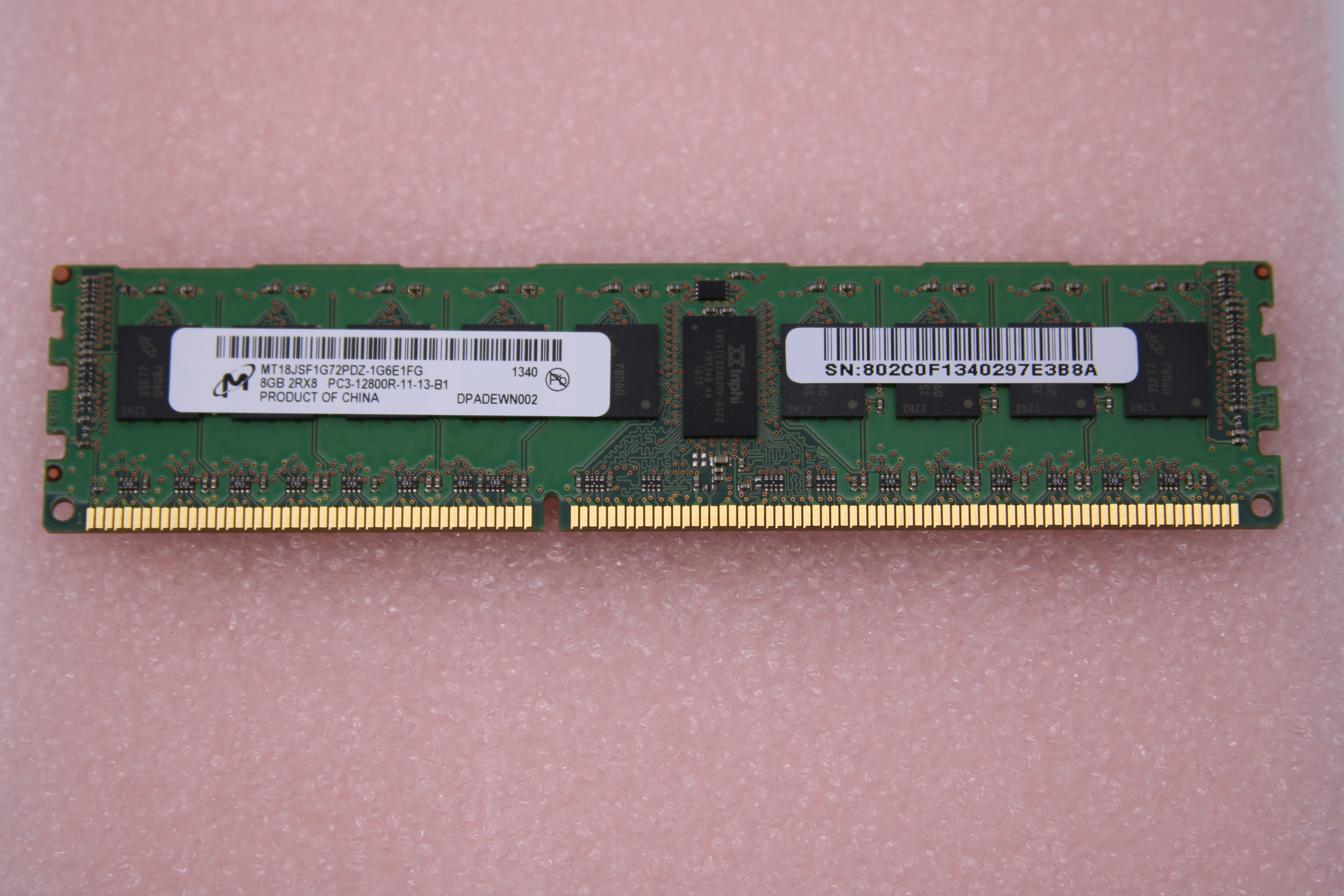 Micron 8GB PC3-12800R ECC Reg Server Memory MT18JSF1G72PDZ
