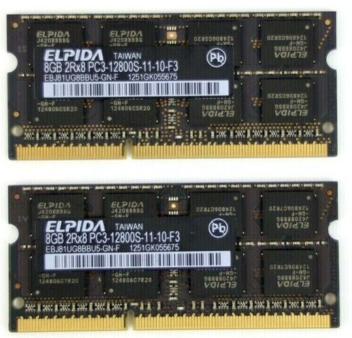 Elpida 16GB 2X 8GB 2Rx8 PC3-12800S DDR3 SODIMM RAM Laptop Memory EBJ81UG8BBU5-GN