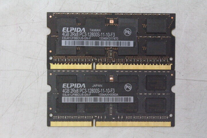 Apple Elpida 8GB 2x4GB PC3-12800S DDR3 SODIMM Laptop RAM EBJ41UF8BDU5-GN-F