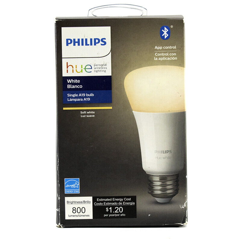 Philips Hue White A19 LED Smart Bulb Bluetooth & Zigbee Compatible 476861