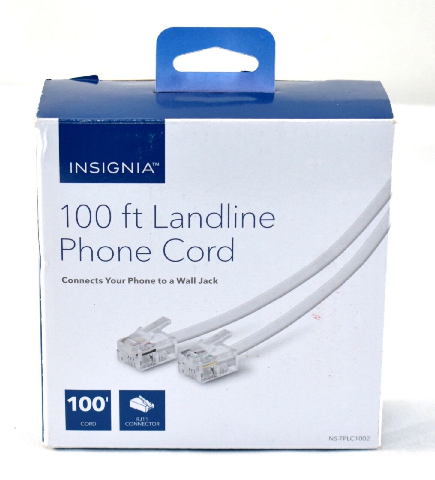 Insignia 100' Landline Phone Cord RJ11 Connector NS-TPLC1002 White  9664sw
