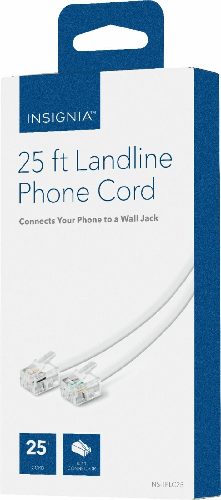 Insignia- 25' Landline Phone Cord White NEW OPEN BOX
