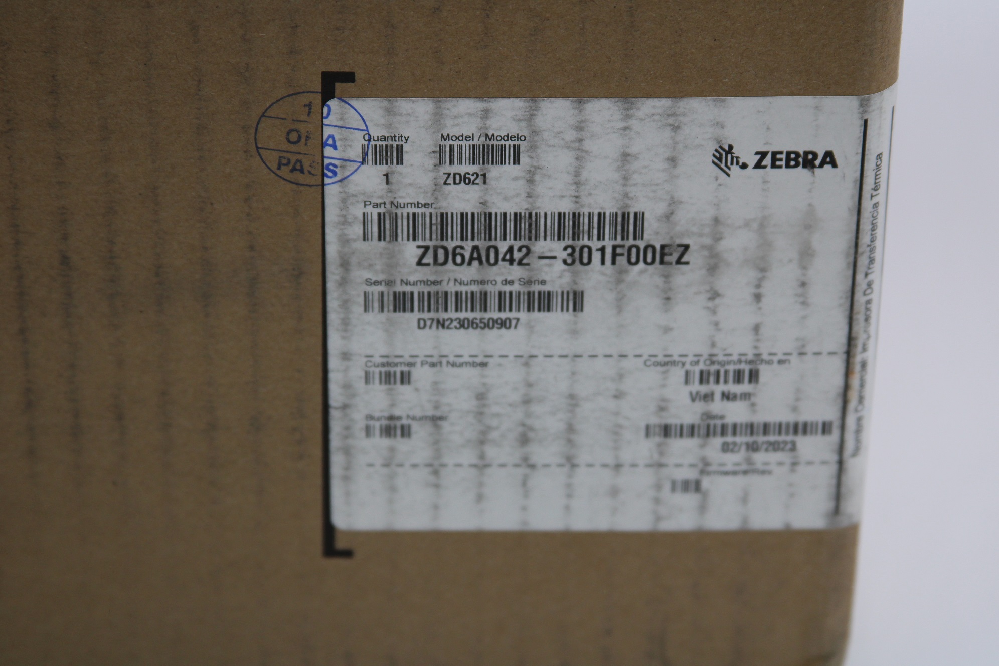 Zebra ZD621 ZD6A042-301F00EZ 203dpi Thermal Transfer Desktop Printer