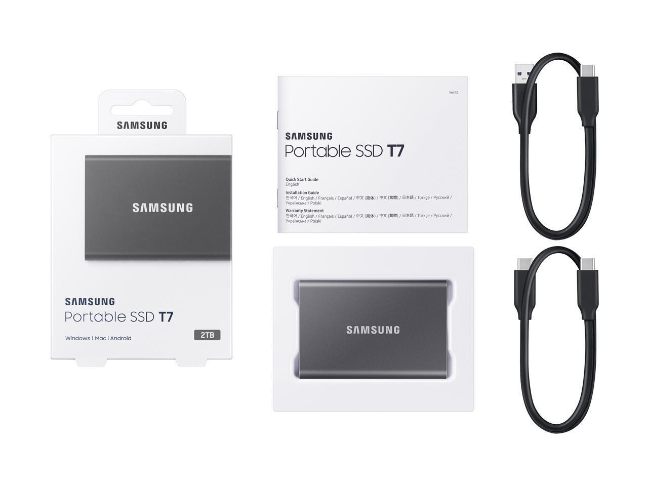 SAMSUNG T7 Portable SSD 2TB Up To 1050 MB/s USB 3.2 External Solid State Drive