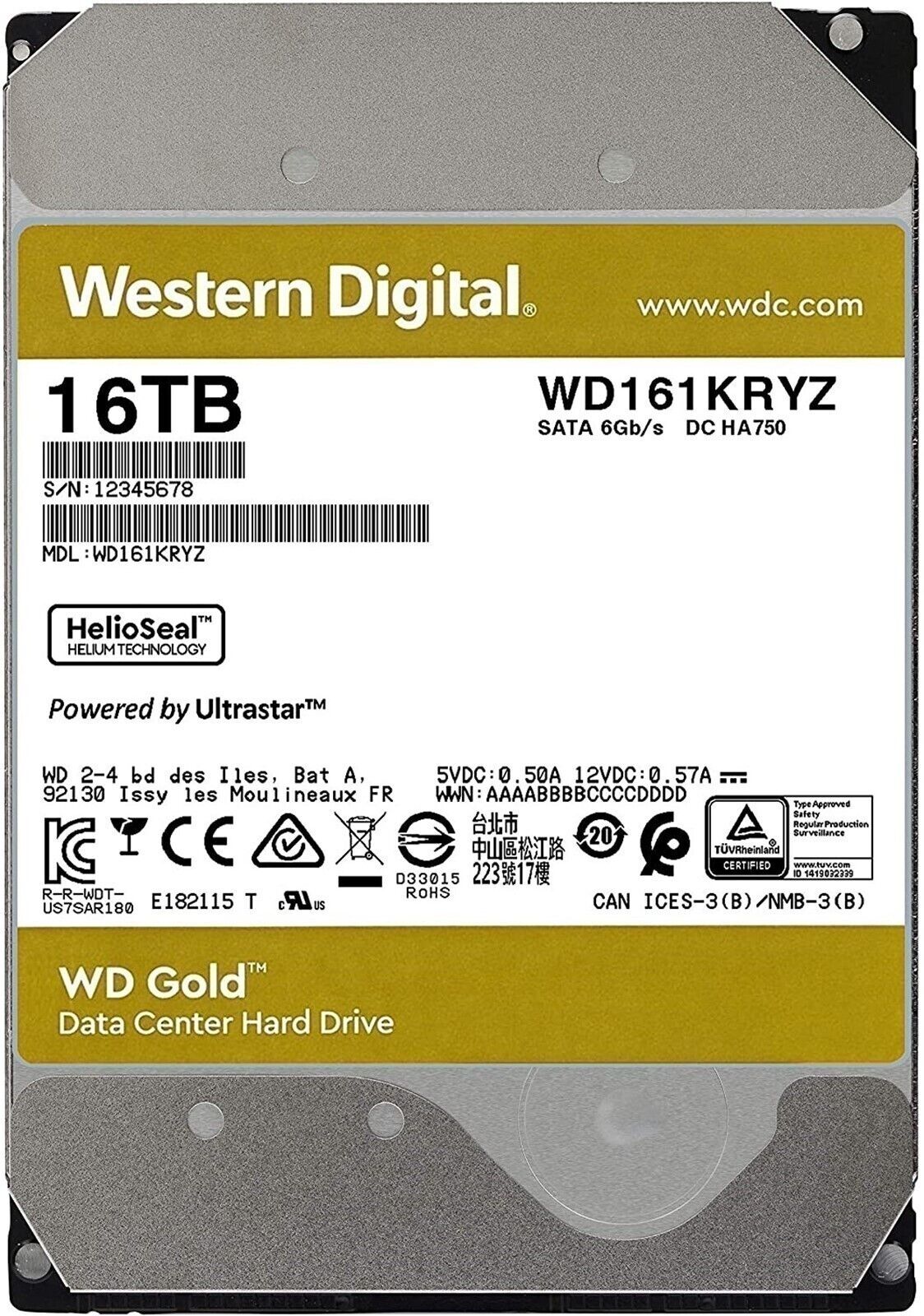 WD 16TB WD Gold Enterprise Class Internal Hard Drive WD161KRYZ