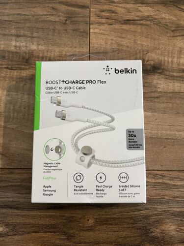 Belkin BoostCharge PRO Flex USB-C To USB-C Cable - White IPhone 15 Samsung S24