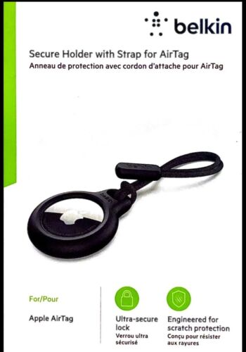 NEW Belkin Secure Holder With Strap For Apple AirTag Black