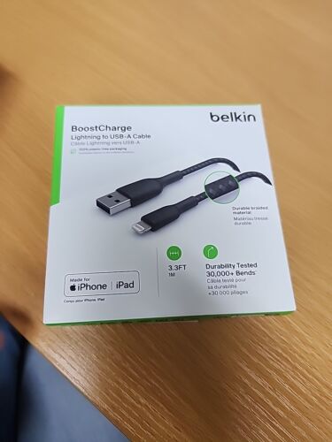 Belkin Boost Charge Lightning To USB-A IPhone MFI-Certified Cable 3.3ft Black