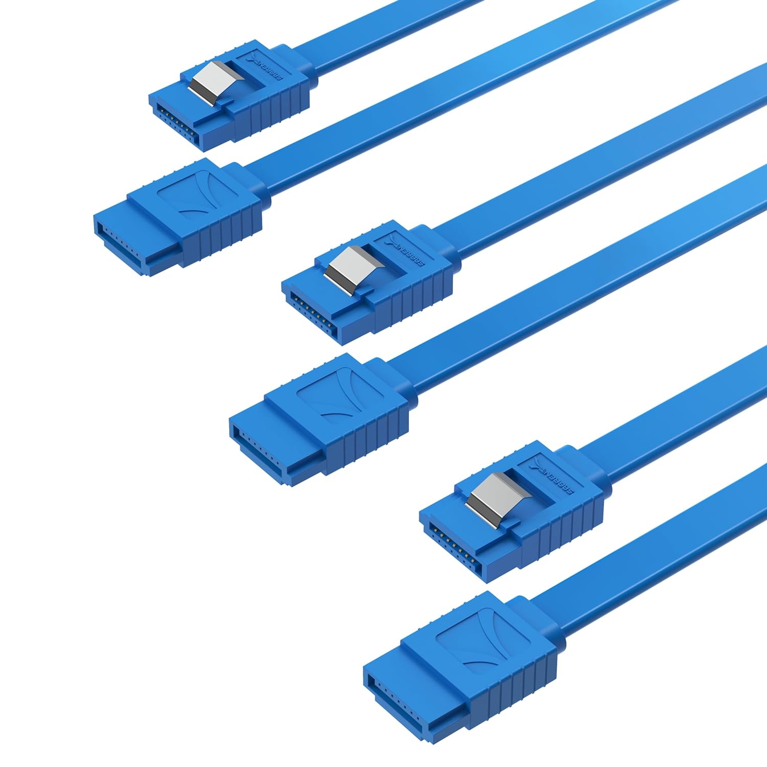 Sabrent SATA III STRAIGHT DATA CABLE WITH LOCKING LATCH 3 Pack CB-SFB3 Blue