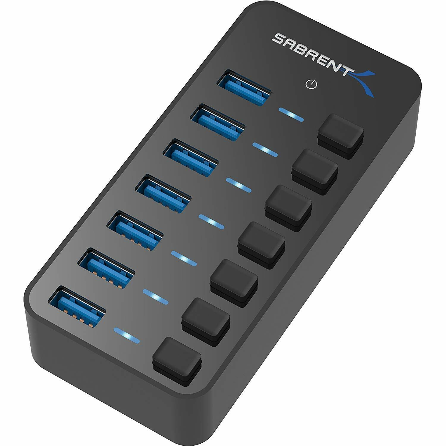 NEW Sabrent 7-Port USB Hub Splitter W Power Switches HB-BUP7