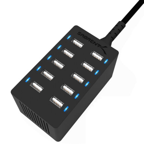 Sabrent 60 Watt 12 Amp 10-Port Family-Sized Desktop USB Rapid Charger AX-TPCS