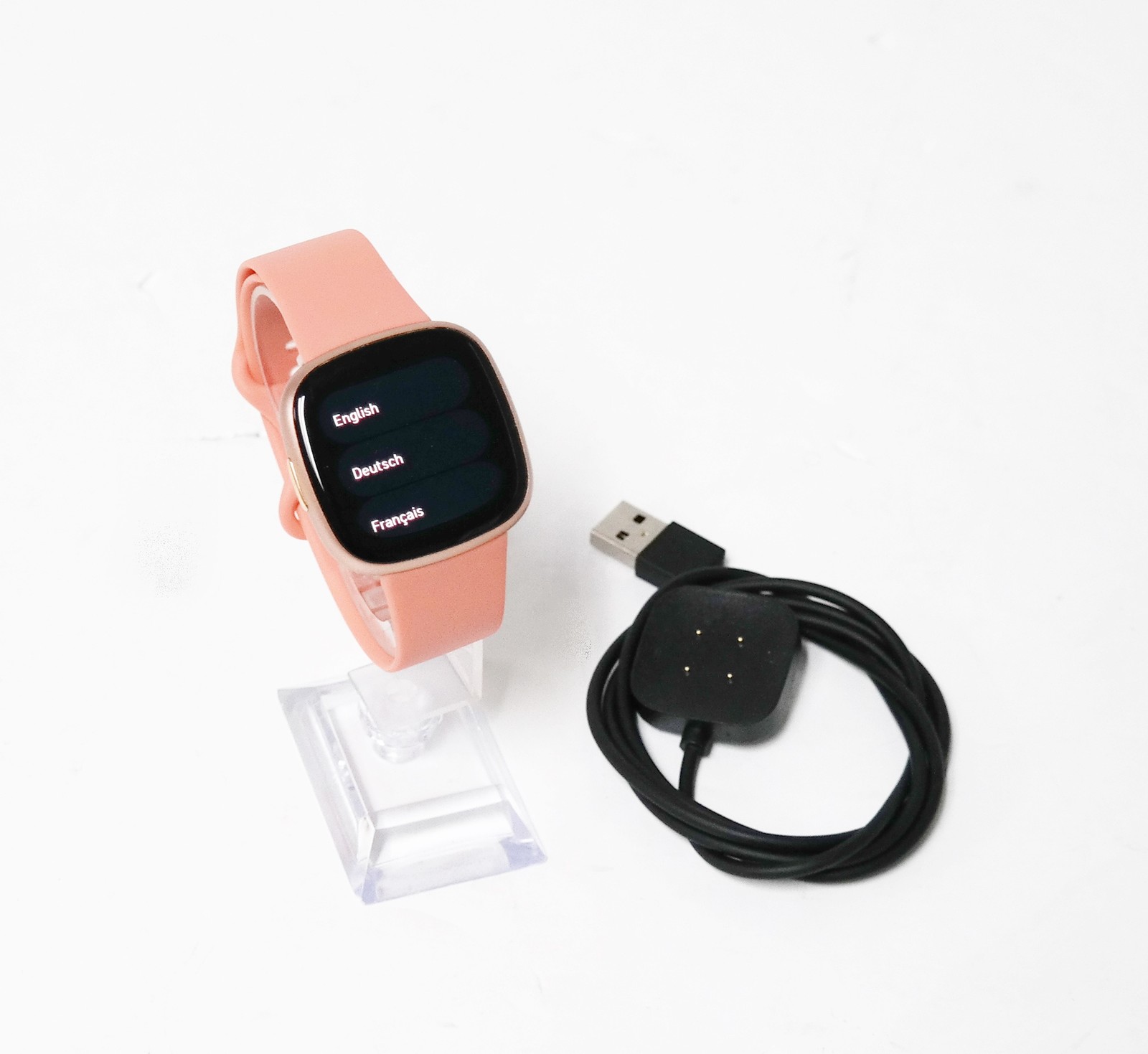 Fitbit Versa 4 Fitness Smartwatch FB523 Copper Rose Aluminum Pink Sand Small