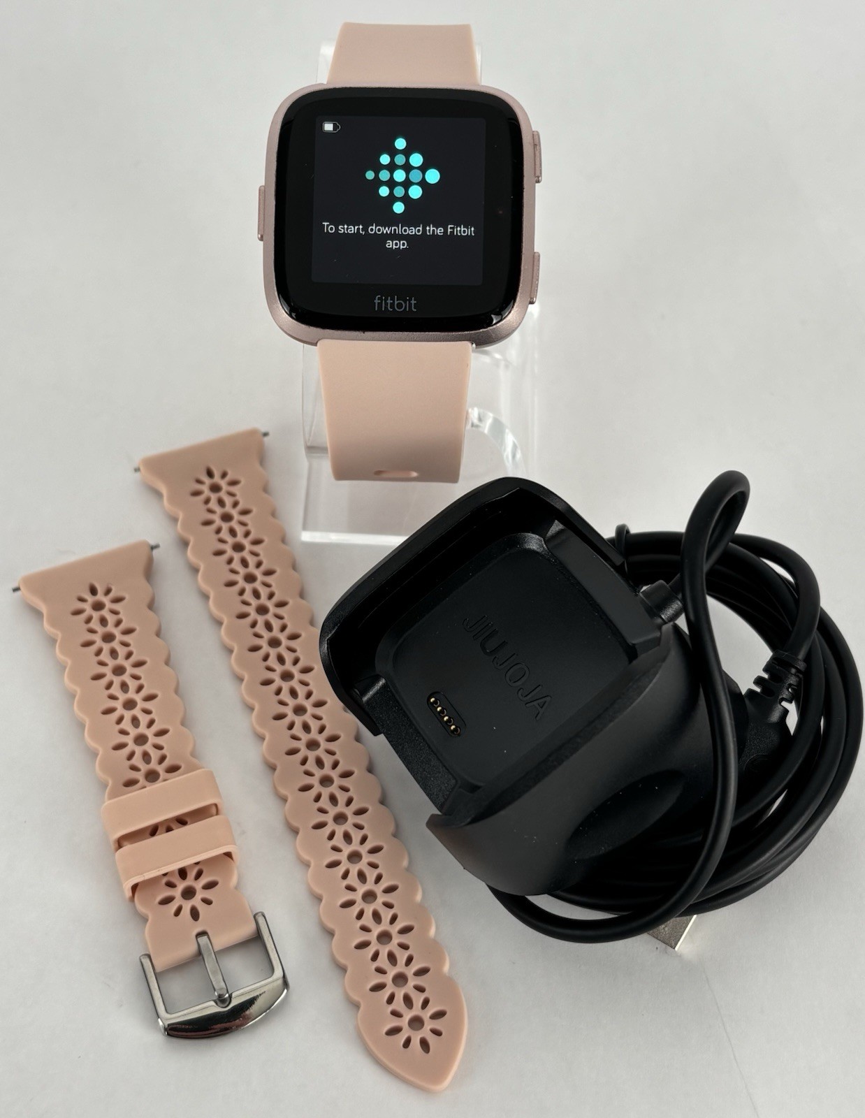 Fitbit Versa 2 Rose Gold Tone Fitness Smart Watch 2 Bands & Charger