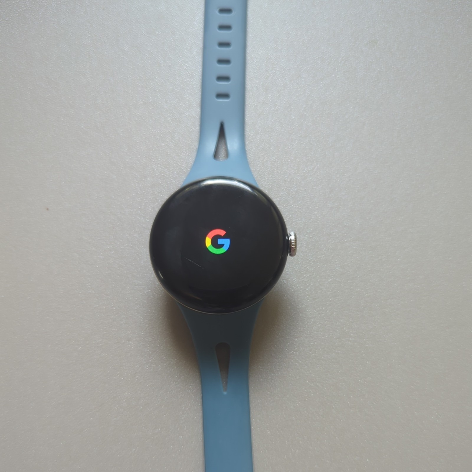 Google Pixel Watch 2 41mm Silver Aluminum Case, Wifi, Bluetooth, Blue-Grey Band