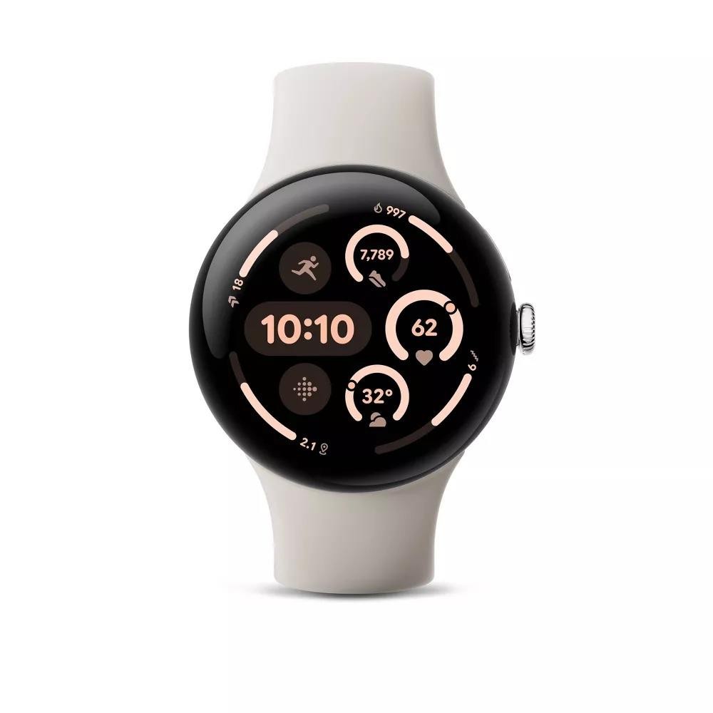 Google Pixel Watch 3 45mm- LTE Silver Aluminum Case Porcelain Band