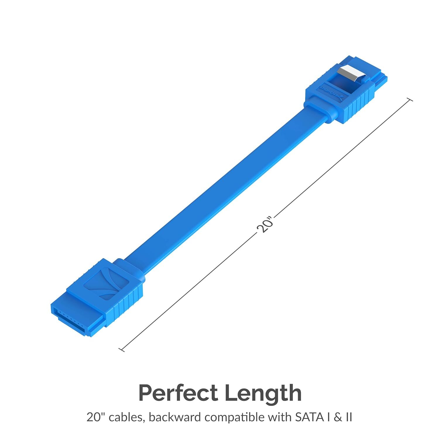 Sabrent SATA III STRAIGHT DATA CABLE WITH LOCKING LATCH 3 Pack CB-SFB3 Blue — photo 3