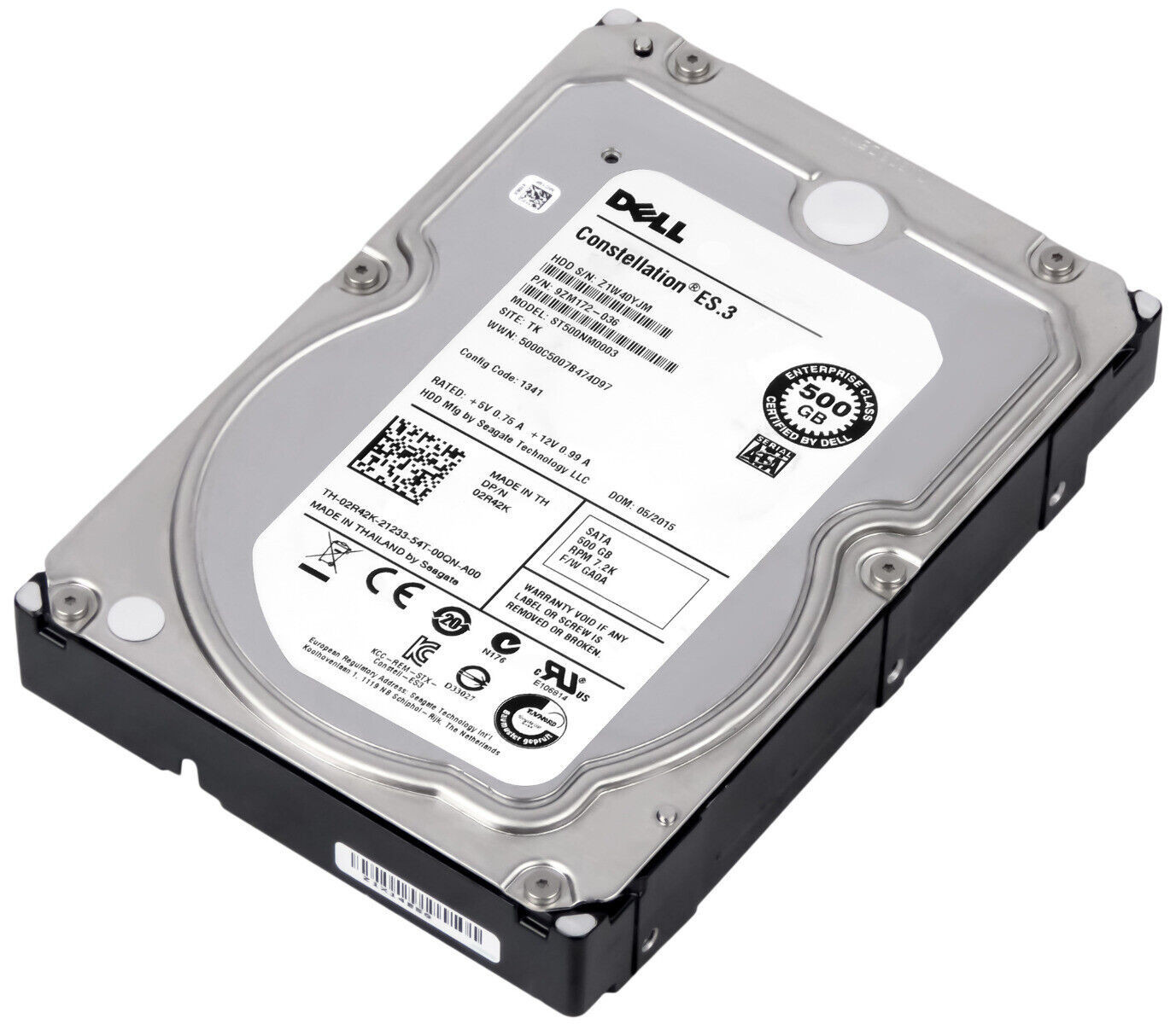 Hard Drive Dell 02R42K ST500NM0003 500GB 7.2K 64MB SATA III 3.5'' W/caddy