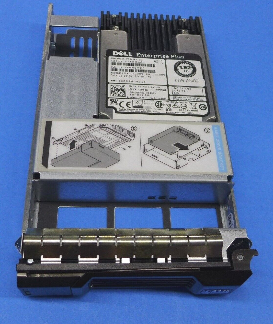 Dell Enterprise Plus 1.92TB 12Gbps 2.5 SAS SSD W/ Caddy 9W8C4 PX04SRB192 GPK3R