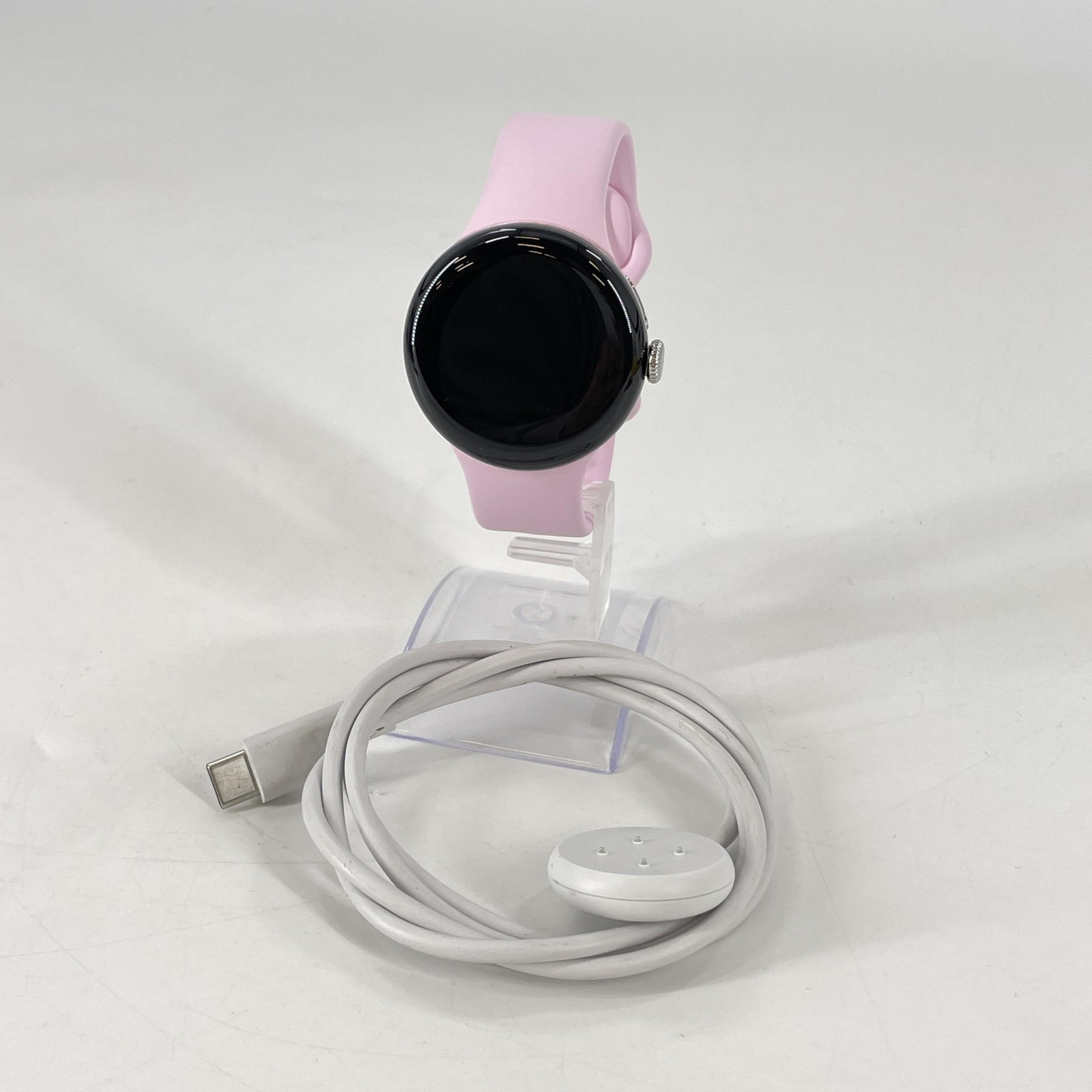Google Pixel Watch 3 41mm Silver Aluminum Pink Sport LTE Good Condition