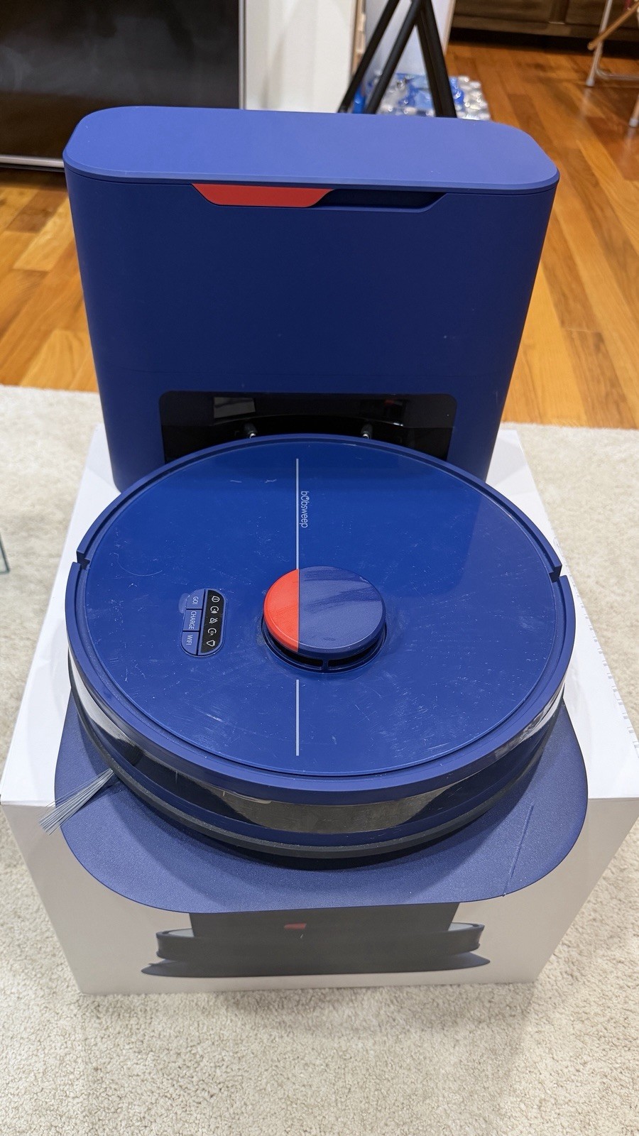 BObsweep Dustin Wi-Fi Connected Self-Emptying Robot Vacuum And Mop - Navy READ