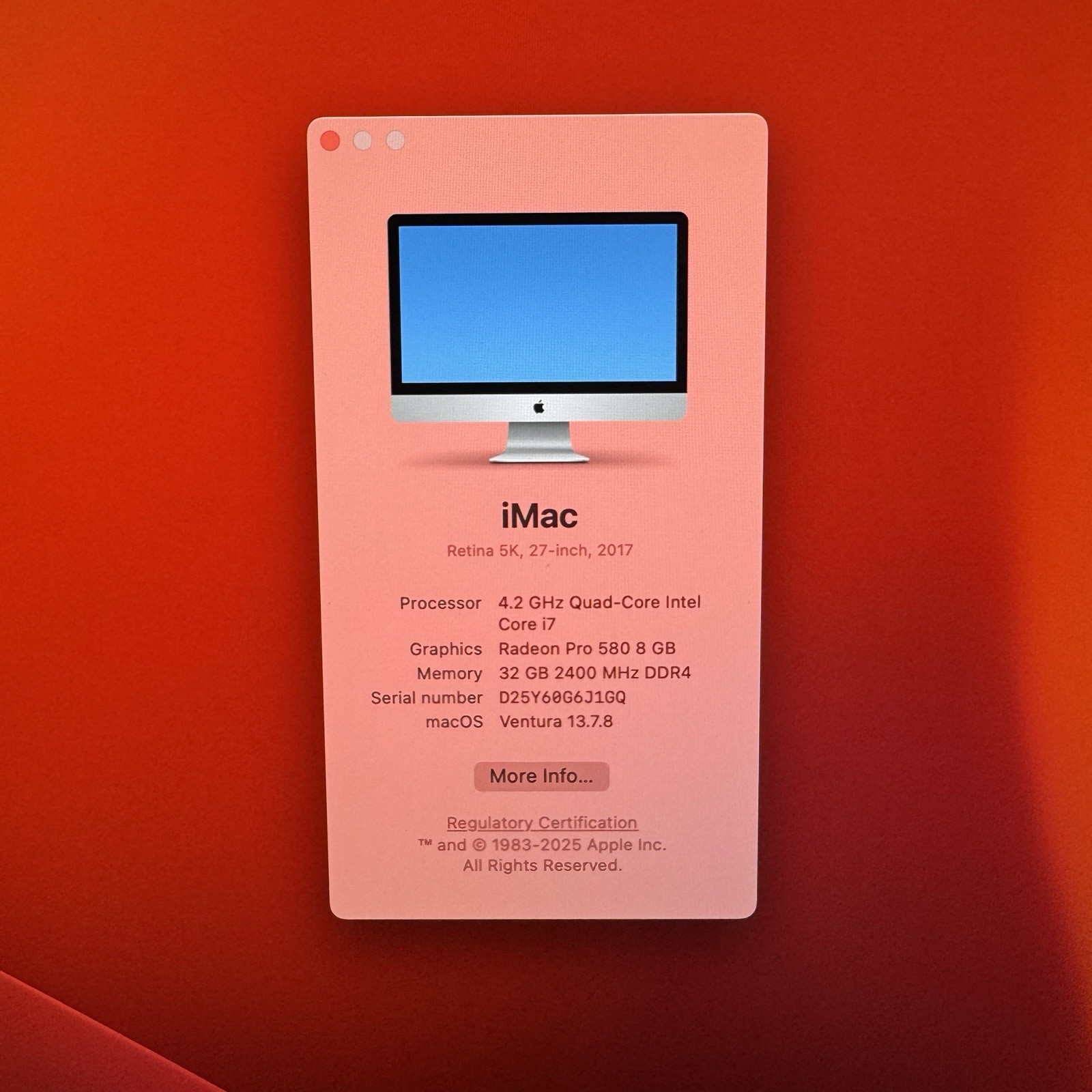 Apple iMac 27" 5K Retina 2017 i7 4.2GHz 32GB RAM  Radeon Pro 580 2TB Fusion — photo 2
