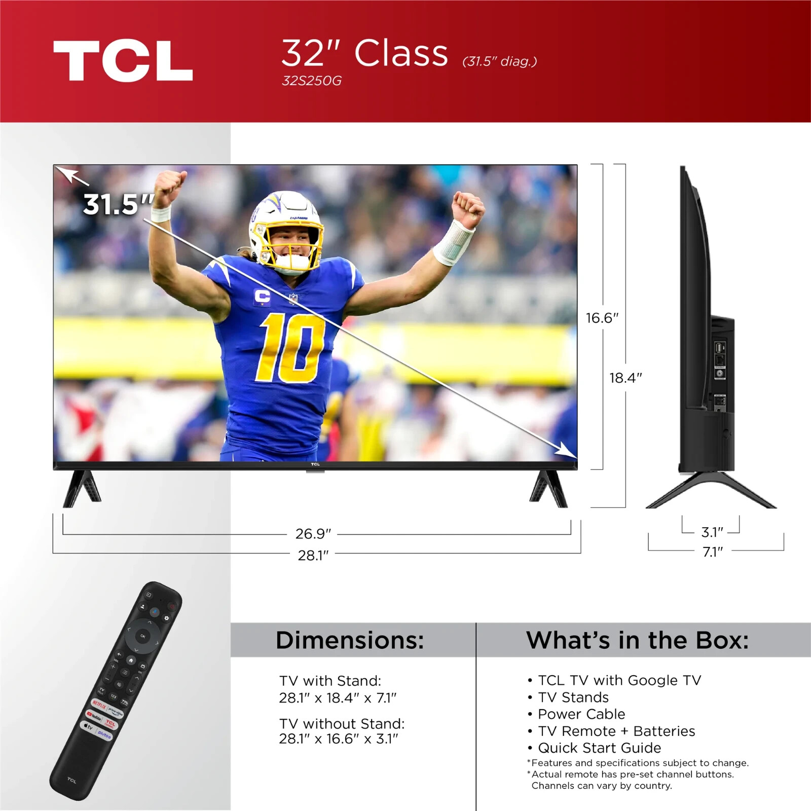 TCL 32" Flat-Screen S2 Class 720p HD LED Smart TV With Google TV — photo 2