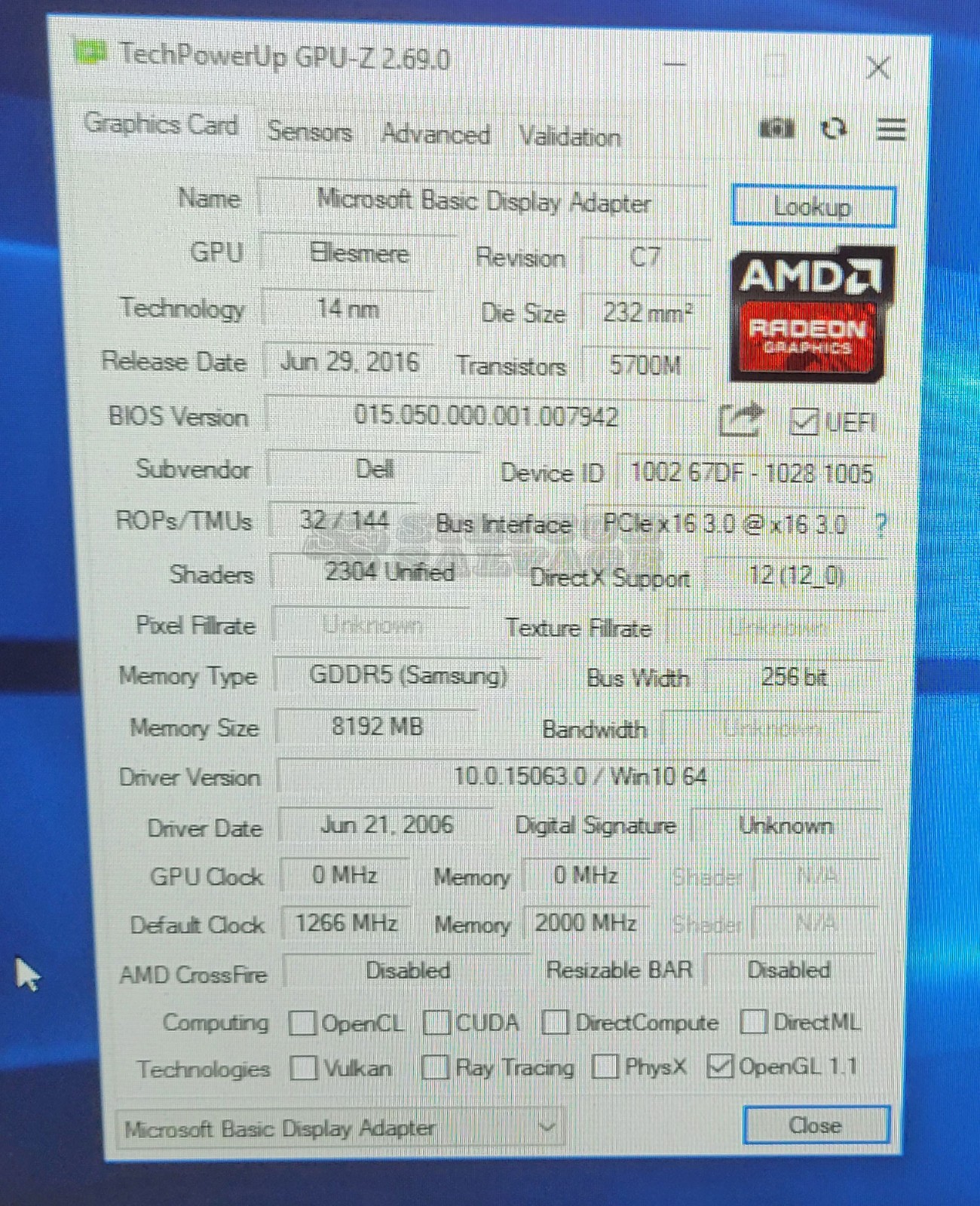 Dell AMD Radeon RX480 8GB GDDR5 PCIe Video Graphics Card 07G1XN — photo 4
