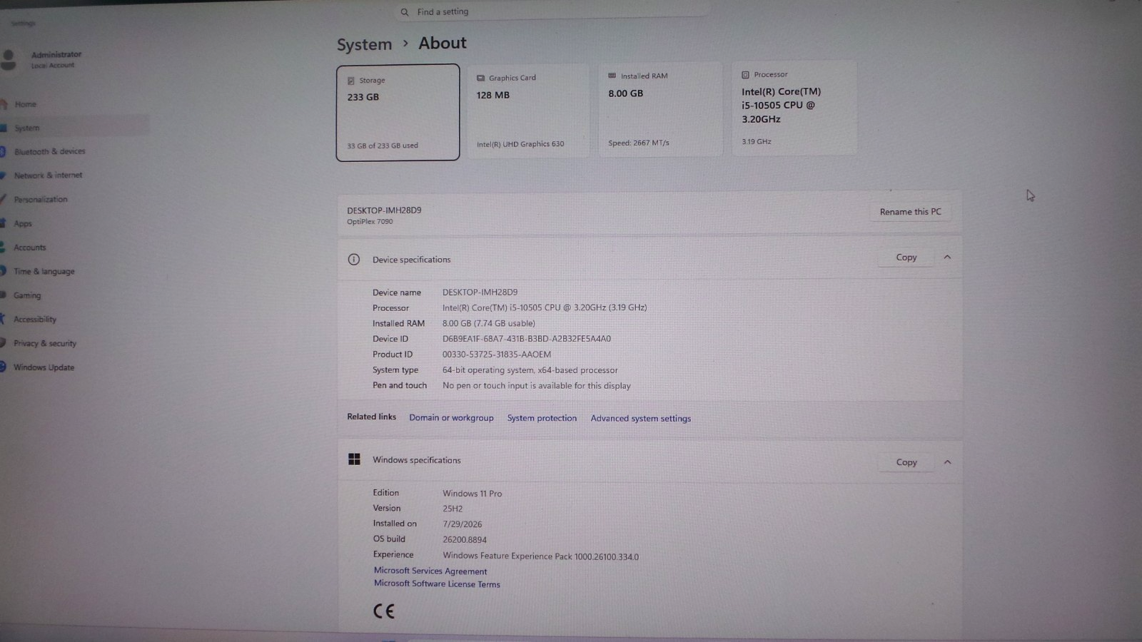 Dell OptiPlex 7090 SFF | i5-10505 3.20GHz | 8GB 256GB NVMe SSD | Win 11 Pro — photo 4