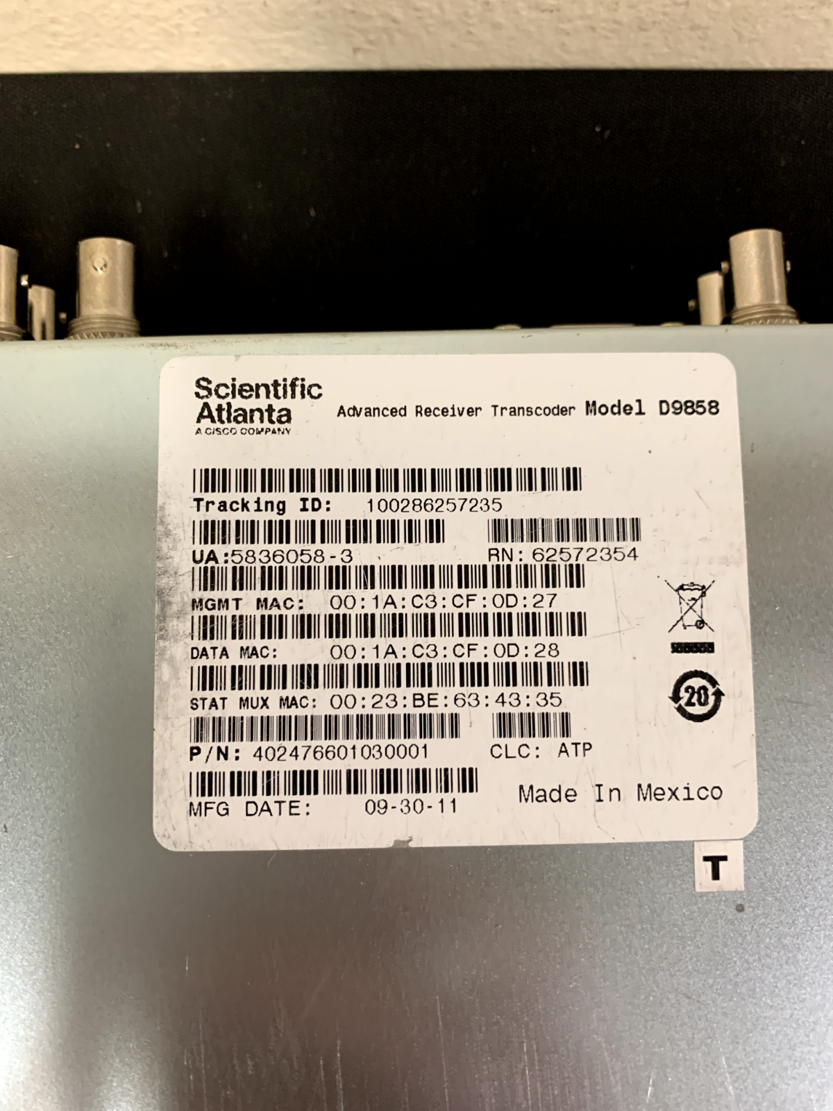 Cisco D9858-1 PowerVu Advanced Receiver Transcoder MPEG-4 HD To MPEG-2 DVB-S2 — photo 2