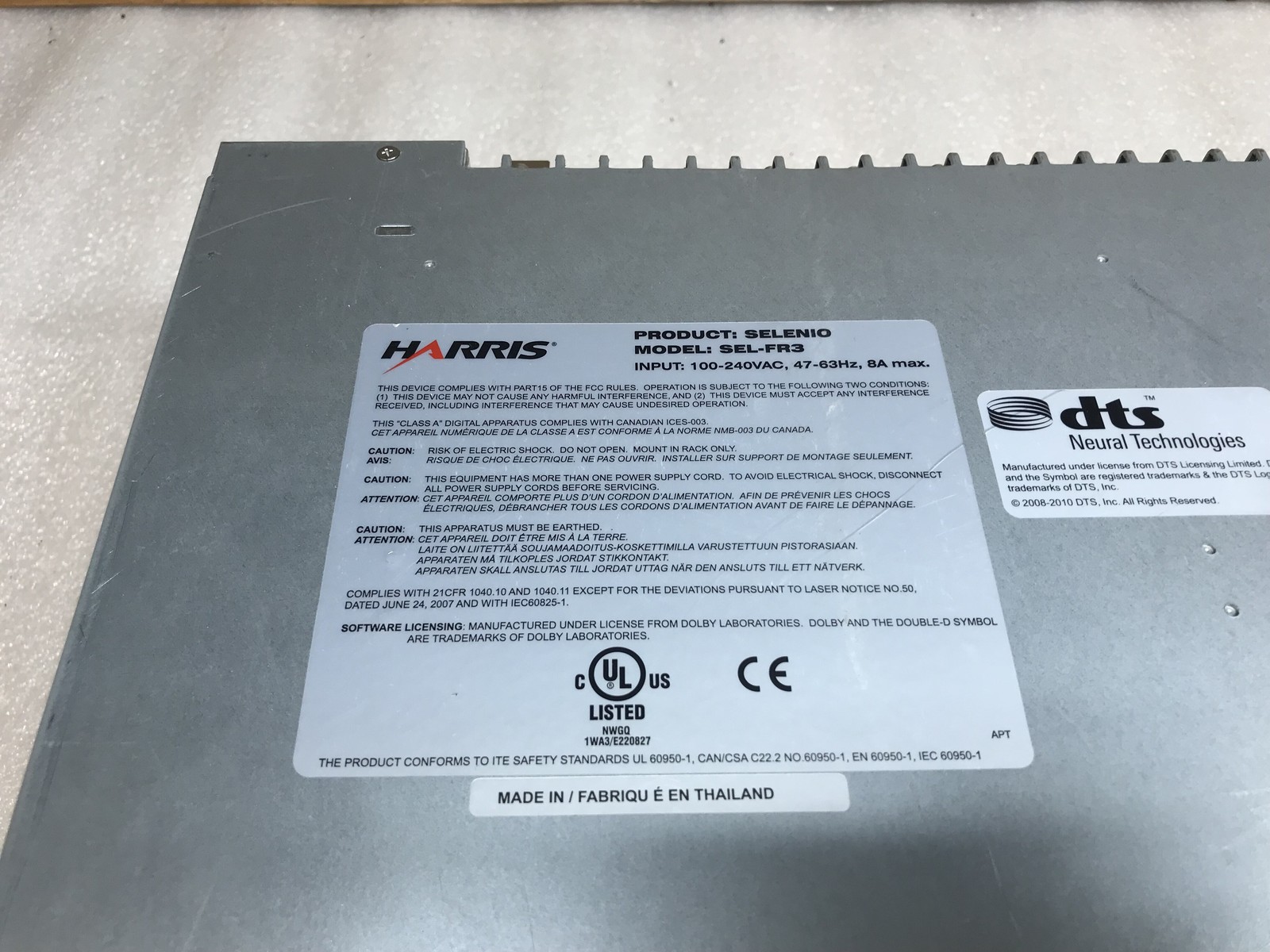Harris Selenio SEL-FR3 Media Convergence Platform 3RU Frame - See Photos — photo 3