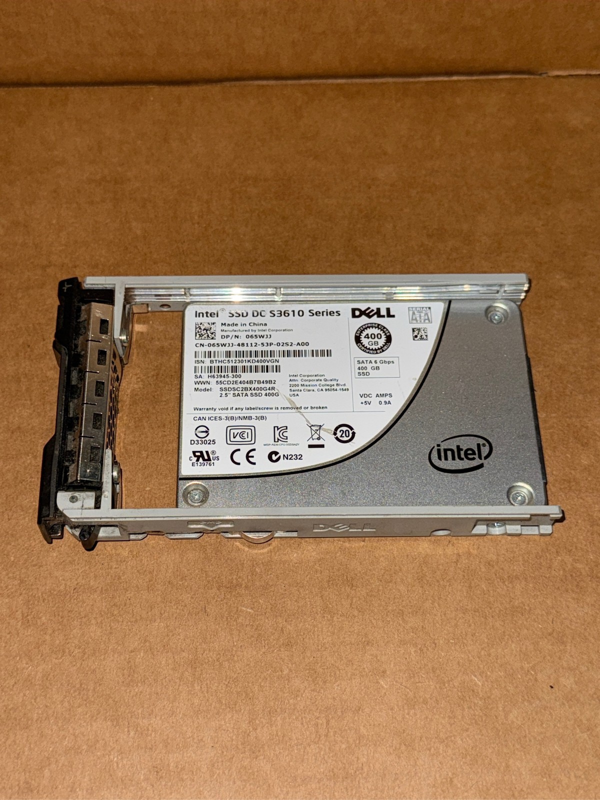 Dell Intel DC S3610 400GB 6Gbps SATA 2.5 SSD with Caddy SSDSC2BX400G4R