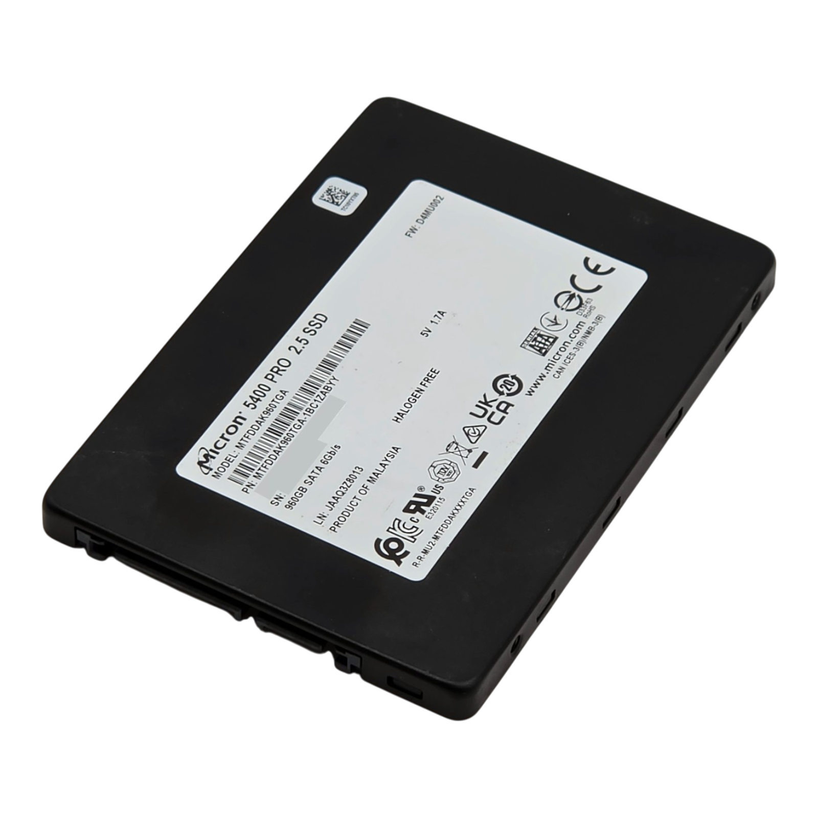 Micron 960GB SATA 6GB 2.5" TLC MU SSD Solid State Drive MTFDDAK960TGA-1BC1ZABYY