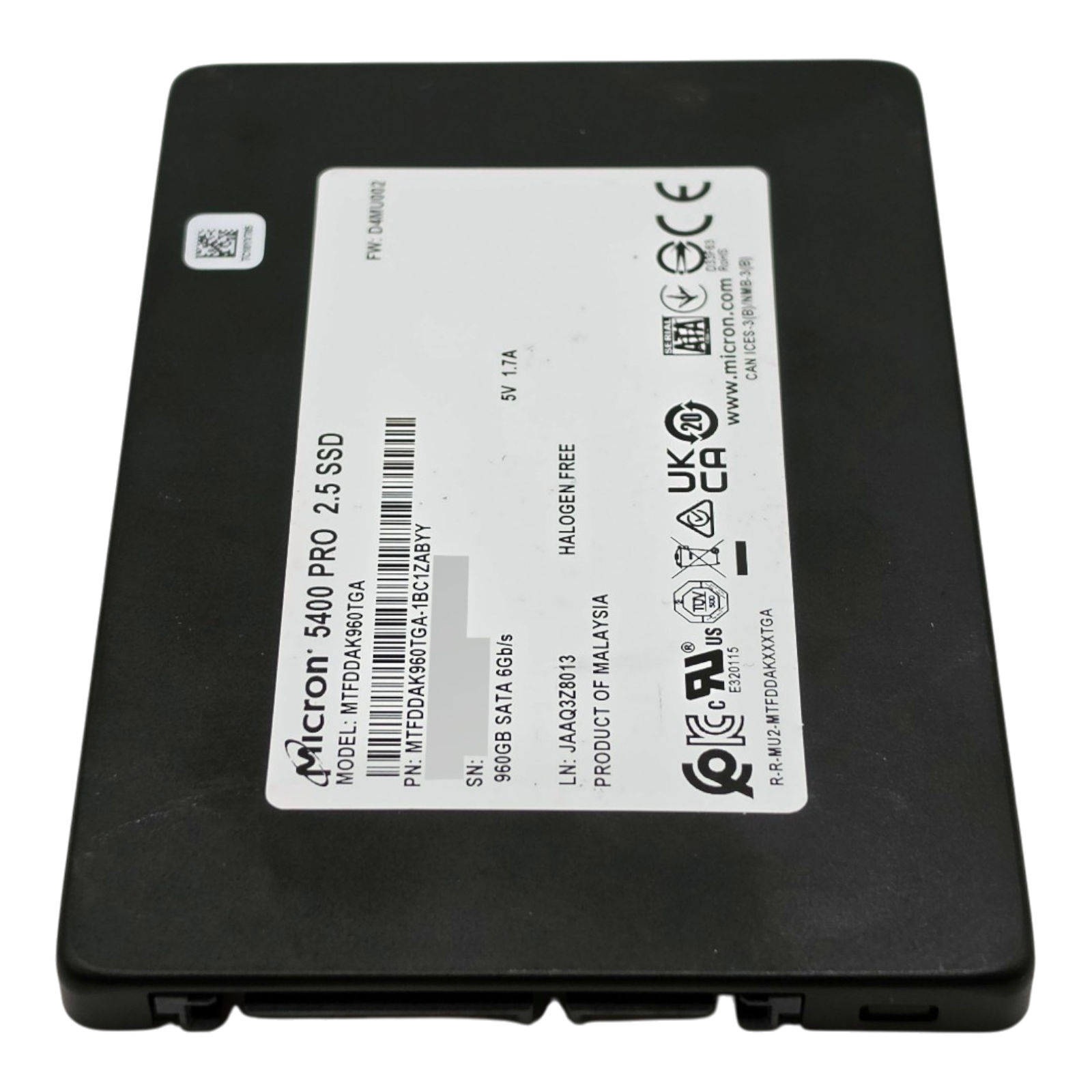 Micron 960GB SATA 6GB 2.5" TLC MU SSD Solid State Drive MTFDDAK960TGA-1BC1ZABYY — photo 2