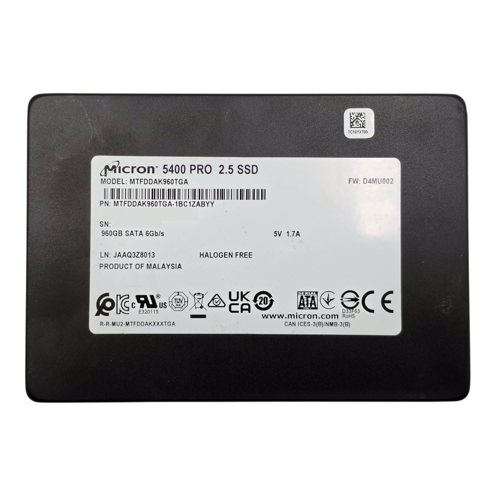 Micron 960GB SATA 6GB 2.5" TLC MU SSD Solid State Drive MTFDDAK960TGA-1BC1ZABYY — photo 4