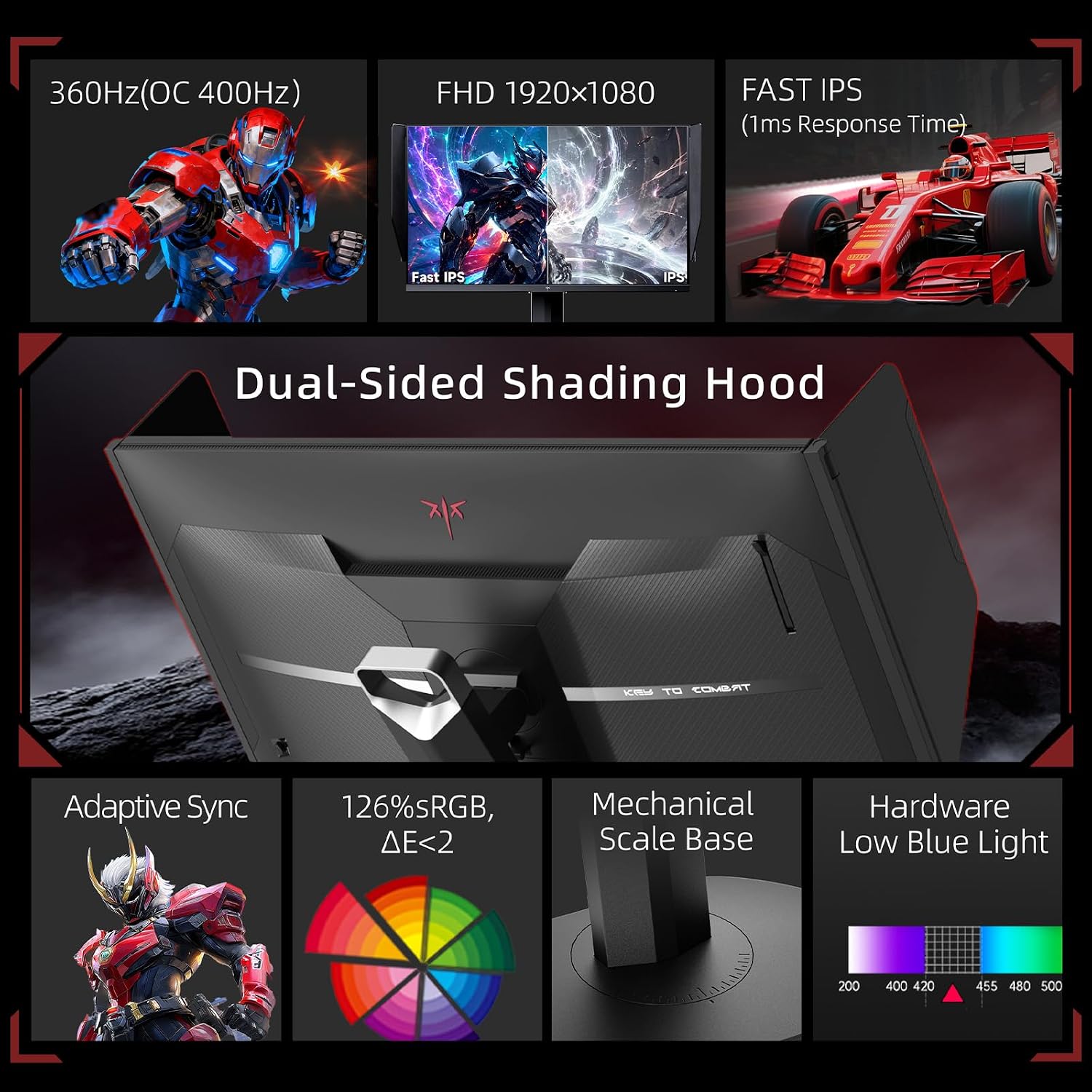 KTC H25X8 24.5" 400Hz Gaming Monitor 1080P 360Hz Fast IPS HDR400 Tilt Adjustable — photo 3