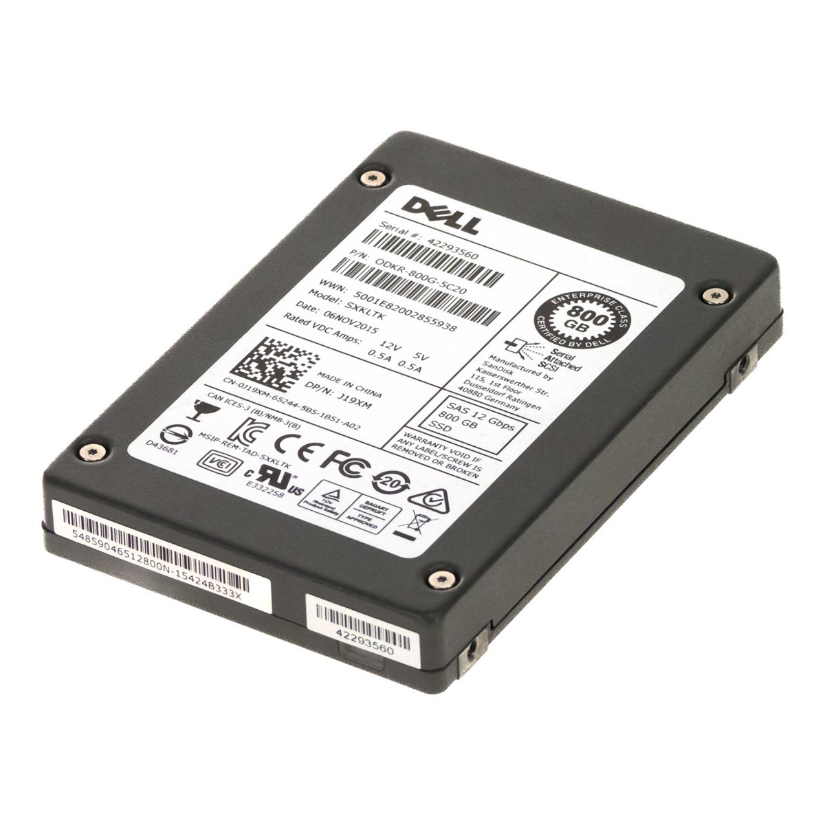 Hard Drive SSD DELL J19XM SXKLTK 800GB EMLC SAS-3 2.5''