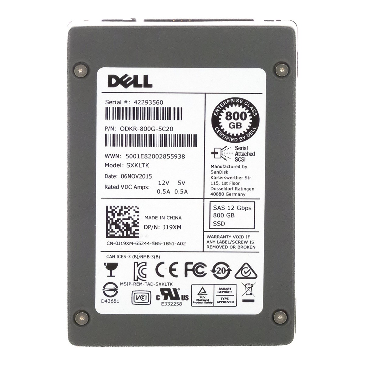 Hard Drive SSD DELL J19XM SXKLTK 800GB EMLC SAS-3 2.5'' — photo 3