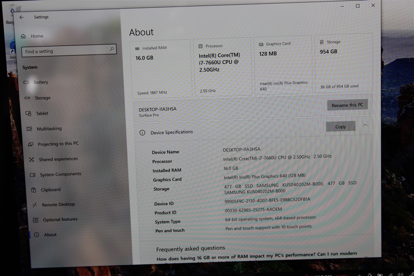 Microsoft Surface Pro 5 2.5GHz Intel Core i7-7660U 16GB RAM 1TB SSD,Win 11 PRO — photo 2