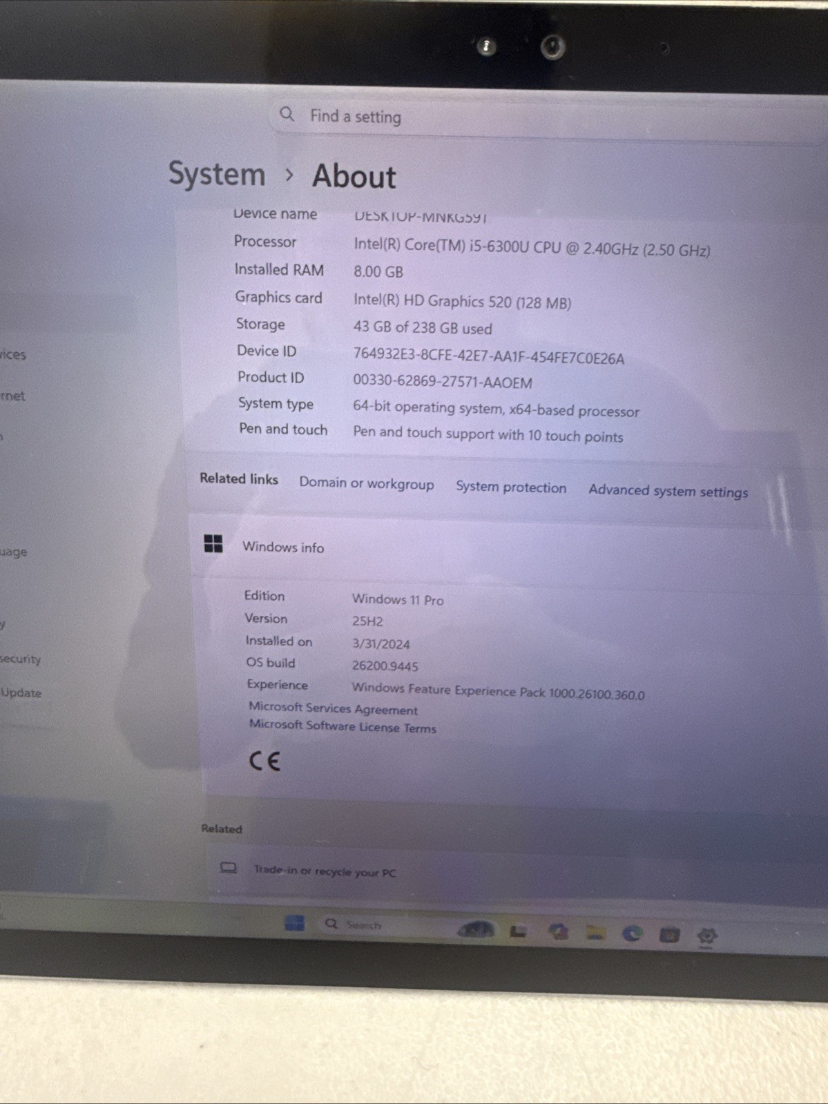 Microsoft Surface Pro 4 1724 Intel i5-6300U 8GB RAM 256GB Windows 11 READ — photo 4