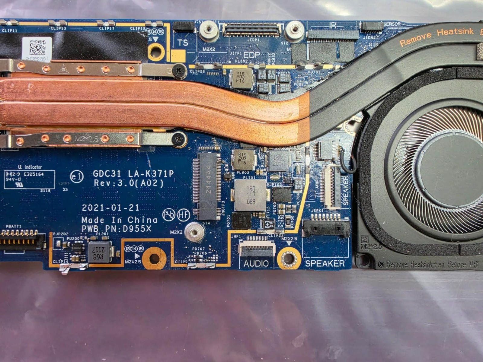 D955X Dell Latitude 7320 7420 Motherboard i7-1185G7 16GB RAM Heatsink Fan 0D955X — photo 2